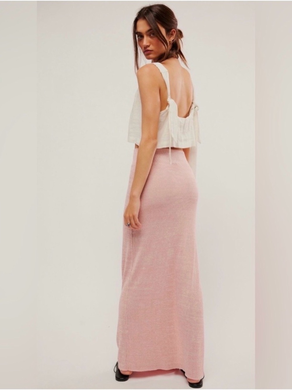 NWT FREE PEOPLE GOLDEN HOUR MAXI SKIRT PINK SALT - Picture 2 of 4